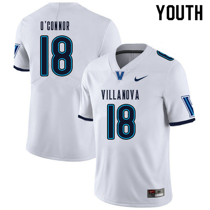 Youth #18 Matt O'Connor Villanova Wildcats College Football Jerseys Sale-White